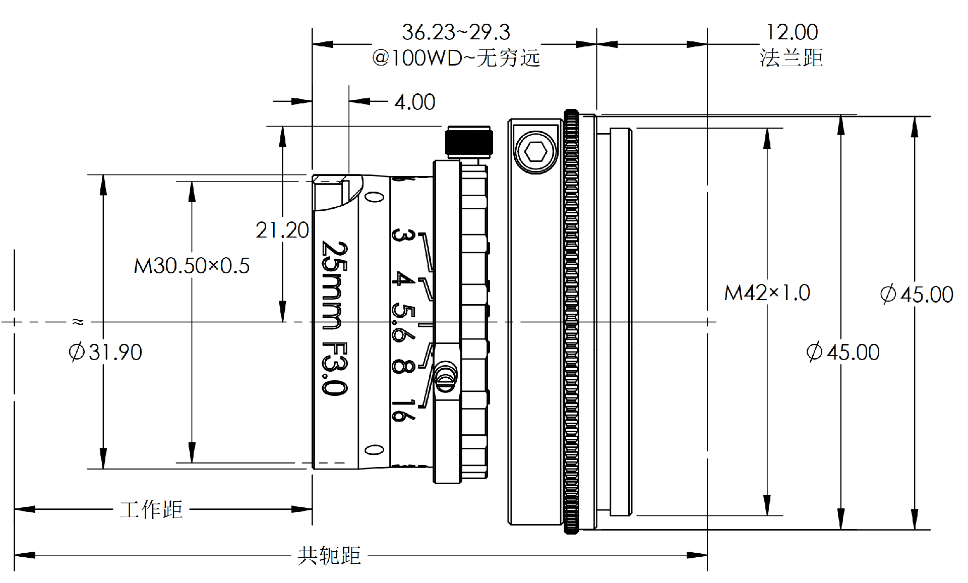 ZXJ-LS2530-M42 尺寸图